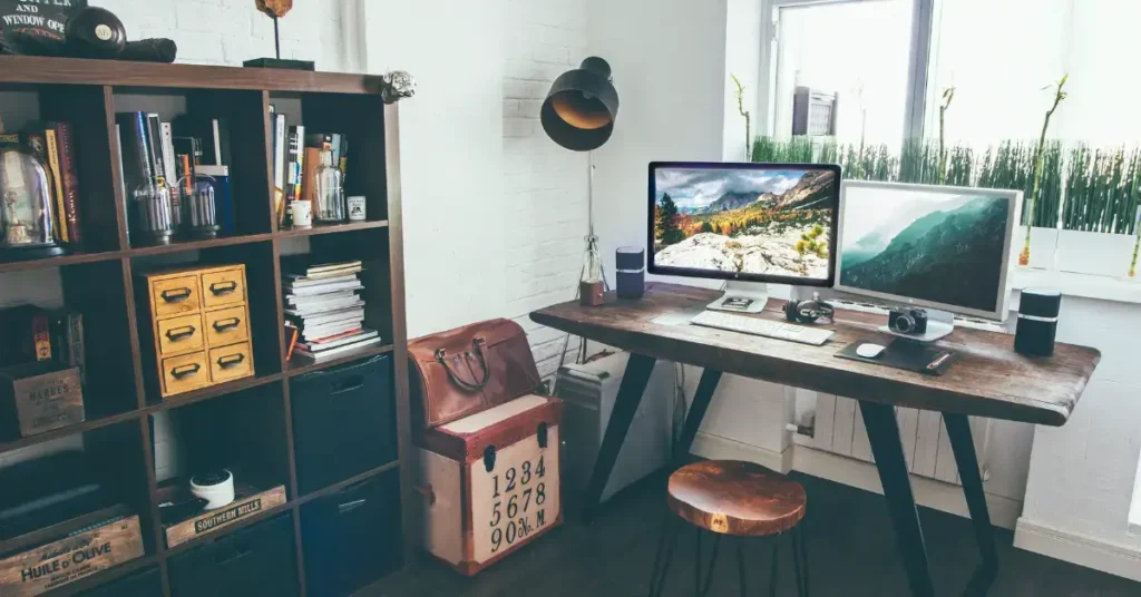 Masculine Office 2024: 20+ Tips for Creating a Stylish Workspace 6 small office with wood