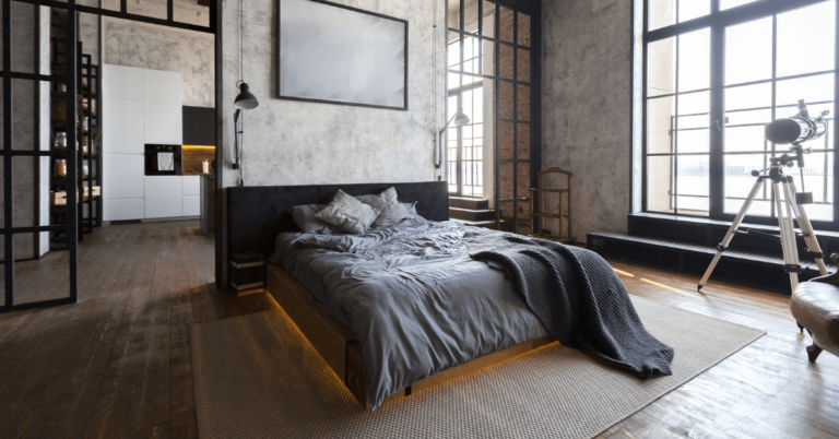 masculine industrial bedroom design